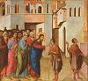 Maestŕ vom Hochaltar des Domes zu Siena, Predella: Jesus heilt einen Blindgeborenen