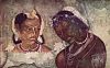 Prinzessin  und Dienerin (Wandbild aus dem Höhlentempel von Ajanta, Ausschnitt)