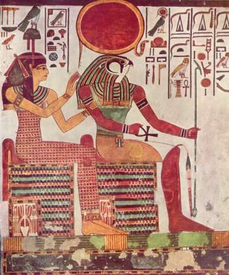 Der Gott Re-Harakleti und Amentit, die Göttin des Okzidents (Ausschnitt) Grabmal der Königin Nefertari