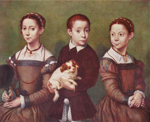 Drei Kinder mit Hund Slg. Lord Methuen