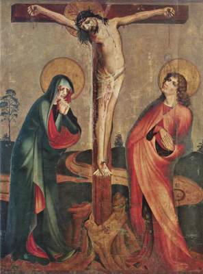 Kreuzigung Christi mit Maria und Johannes d. E. Bayerisches Nationalmuseum