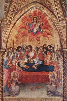 Triptychon aus der Cappella delle Carceri in S. Francesco zu Montalcino, rechter Flügel: Abschied Mariä von den Aposteln und Tod Mariä Pinacoteca Nazionale