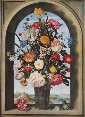 Blumenvase in einer Fensternische Königliche Gemäldegalerie Mauritshuis