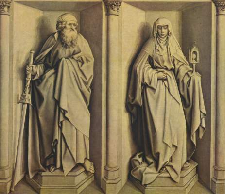 Altar des Stabwunders und der Vermählung Mariae, Rückseite: Der hl. Jakob der Ältere und die hl. Klara Museo del Prado