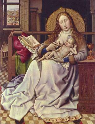 Die Madonna mit dem Kind vor einem Wandschirm National Gallery