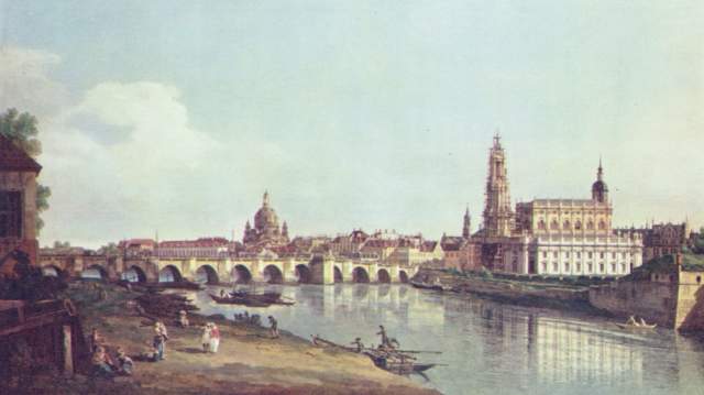 Dresden von Neustadt aus mit Hof- und Frauenkirche Gemäldegalerie