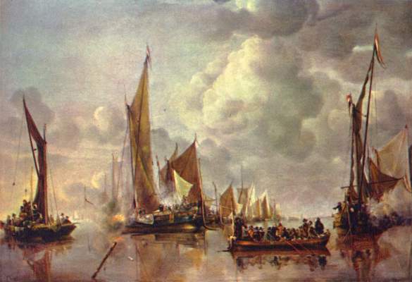 Begrüßung einer Regierungsschaluppe durch die Binnenflotte Rijksmuseum
