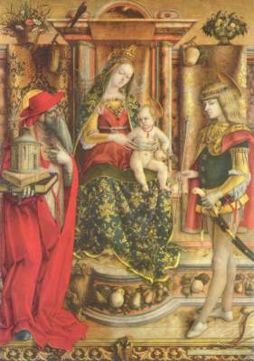 Maria mit dem Kind und den Heiligen Sebastian und Hieronymus (Madonna della Rodine) National Gallery