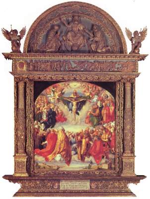 Landauer Altar, innen: Anbetung der Dreifaltigkeit durch die Civitas Dei Kunsthistorisches Museum