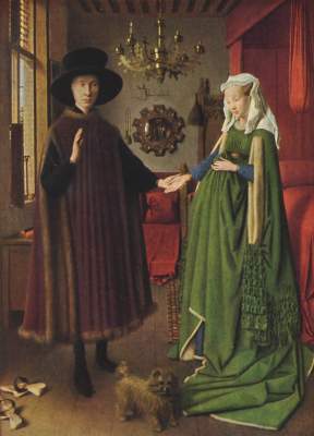 Giovanni Arnolfini und seine Frau Giovanna Cenami (ťArnolfini-HochzeitŤ) (in Zusammenarbeit mit Petrus Christus?) National Gallery