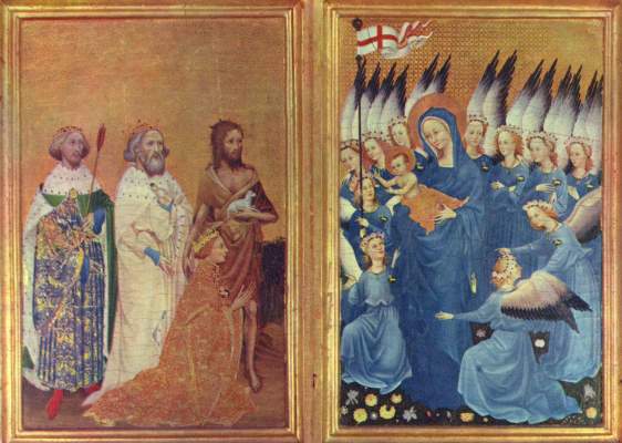 Richard II. wird durch seine Schutzheiligen der Madonna und dem Kind  vorgestellt National Gallery