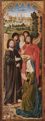 Lazarus-Triptychon, linker Flügel innen: Christus und die Hl. Martha Galleria degli Uffizi