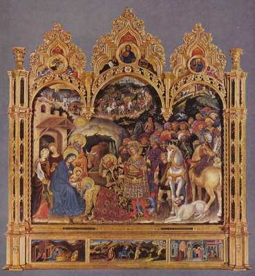 Anbetung der Könige, rechter Predellenteil: Geburt Christi (Kopie) Galleria degli Uffizi