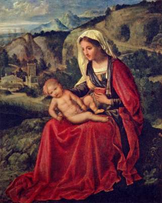 Maria und das Jesuskind in einer Landschaft Ermitage