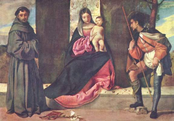 Maria und das Jesuskind zwischen dem heiligen Antonius von Padua und dem heiligen Rochus  Museo del Prado