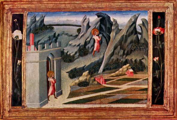 Predellentafeln von einem Polyptychon: Der Hl. Johannes der Täufer geht in die Wüste National Gallery