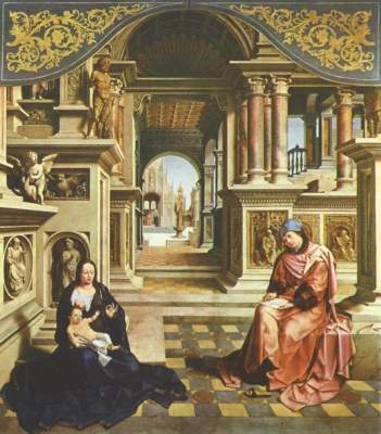 Hl. Lukas zeichnet die Madonna (Mitteltafel eines Altars aus St. Rombald in Mecheln) Národni Galerie