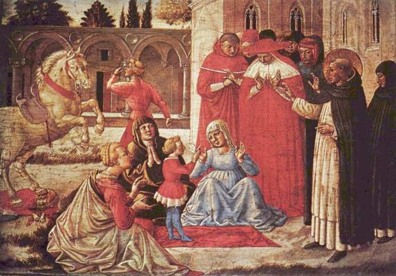 Marienaltar, Predella: Wunder des Hl. Dominikus Pinacoteca di Brera