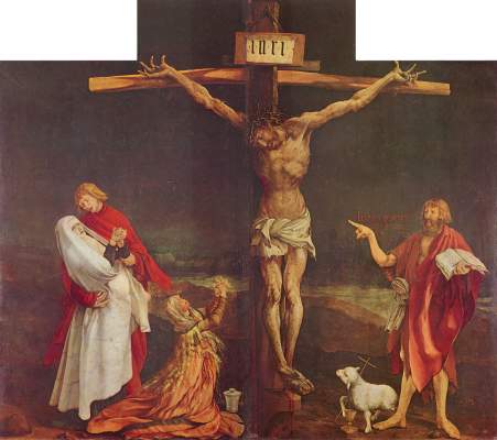 Isenheimer Altar, erste Schauseite, Mittelbild: Kreuzigung Christi Musée d'Unterlinden
