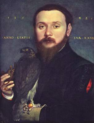Edelmann mit einem Falken Königliche Gemäldegalerie Mauritshuis