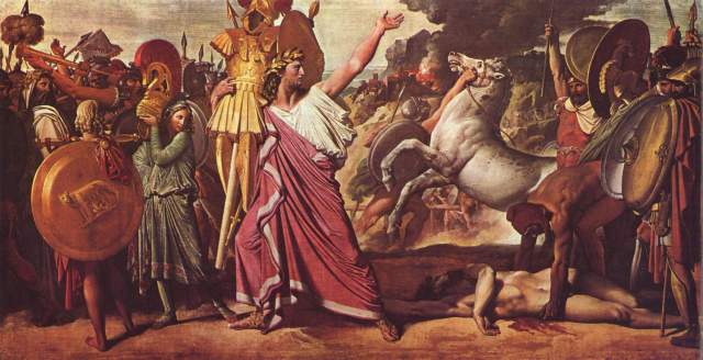 Romulus, der Sieger von Acron, trägt die reiche Beute in den Zeustempel Ecole des Beaux-Arts
