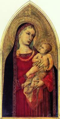 Madonna mit Kind (Teilstück aus einem Polyptichon mit dem heiligen Nikolaus von Bari und Sankt Prokolus) Galleria degli Uffizi