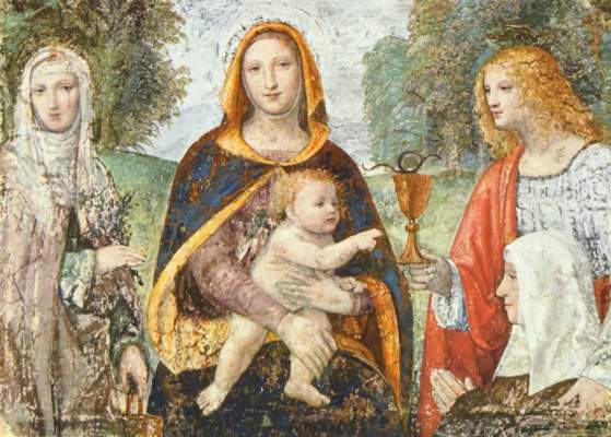 Maria mit dem Kind zwischen der hl. Martha und Johannes dem Evangelisten und einer Nonne Pinacoteca di Brera