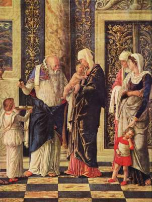 Triptychon, rechter Flügel: Beschneidung Christi (Ausschnitt) Galleria degli Uffizi