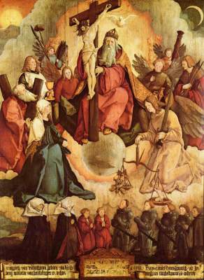 Heilige Dreieinigkeit mit Engeln, Heiligen und Stifterfamilie von Bubenhoven Gemäldegalerie