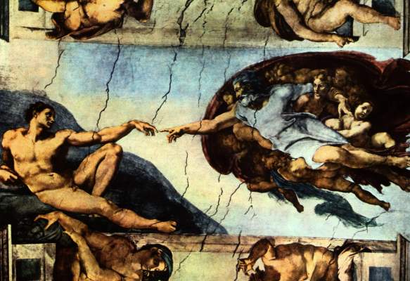 Sixtinische Kapelle, Deckenenbild, Ausschnitt: Die Erschaffung Adams Vatikan, Sixtinische Kapelle