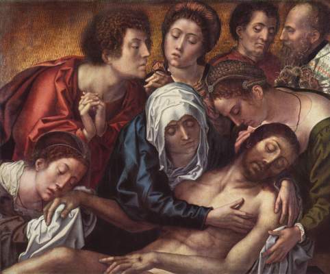 Triptychon des Philippe de Haneton, Mitteltafel: Beweinung Christi Musée Royaux des Beaux Arts