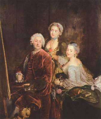 Bildnis des Malers mit seinen zwei Töchtern vor der Stafelei Gemäldegalerie