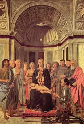 Thronende Madonna mit Heiligen und Federigo da Montefeltro Brera