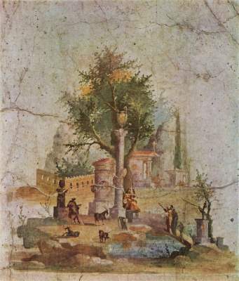 Landschaft mit dem heiligen Baum (aus der Villa von Boscotrecase bei Pompeji) Galleria Nazionale di Capodimonte