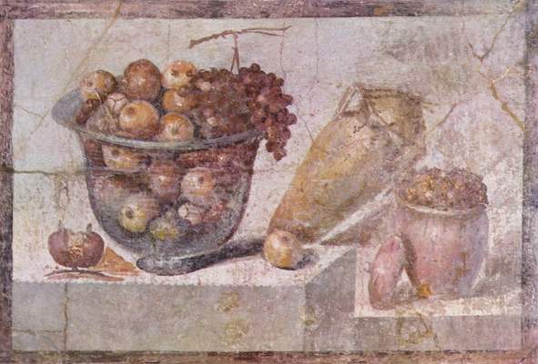Stilleben mit Früchtekorb und Vasen (aus dem Hause der Julia Felix in Pompeji) Galleria Nazionale di Capodimonte