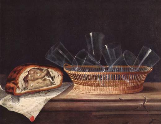 Korb mit Gläsern, Pastete und ein an Teniers adressierter Brief Musée des Beaux-Arts