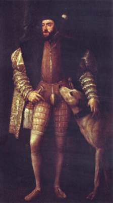 Karl V. mit Hund Museo del Prado