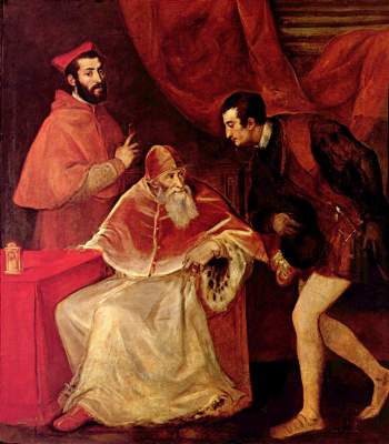 Bildnis Papst Pauls III. mit seinen Nepoten Galleria Nazionale di Capodimonte