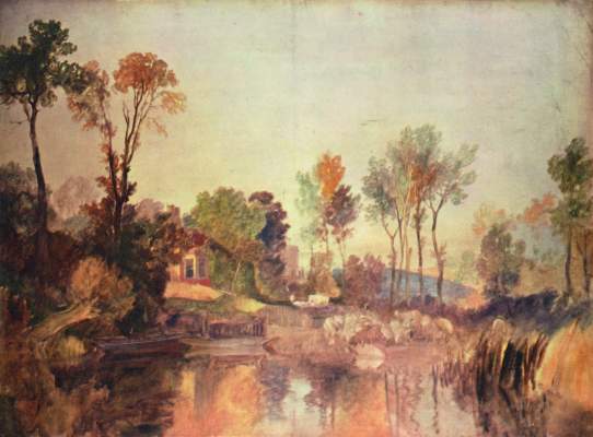 Haus am Fluß mit Bäumen und Schafen Tate Gallery