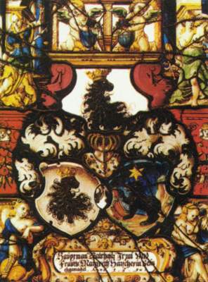 Allianzscheibe mit dem Wappen des Hauptmanns Balthasar Irmi und seiner Gattin Margreth Harscher aus Basel Kunstmuseum