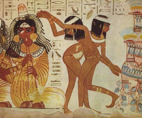 Sängerinnen und Tänzerinnen (Wandmalerei aus dem Grab in Theben, Ausschnitt) British Museum