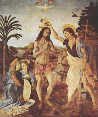 Taufe Christi (unter Mitarbeit Leonardos da Vinci) Galleria degli Uffizi