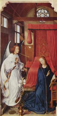 Dreikönigsaltar, linker Flügel: Verkündigung an Maria Alte Pinakothek
