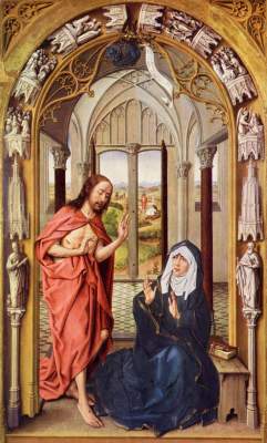Marienaltar, rechter Flügel: Christus erscheint Maria Metropolitan Museum of Art