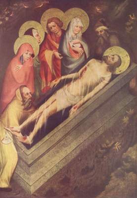 Wittingauer Altar/ Tafel, Vorderseite: Grablegung Christi/ Rückseite: Die Heiligen Ägidius, Papst Gregor d. Gr. und Hieronymus Národni Galerie